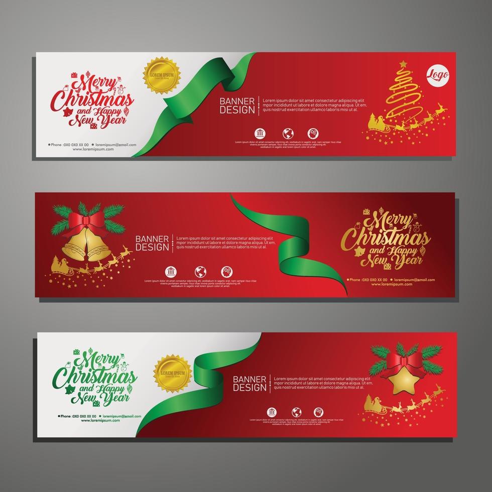 Set template design Merry Christmas horizontal banner vector