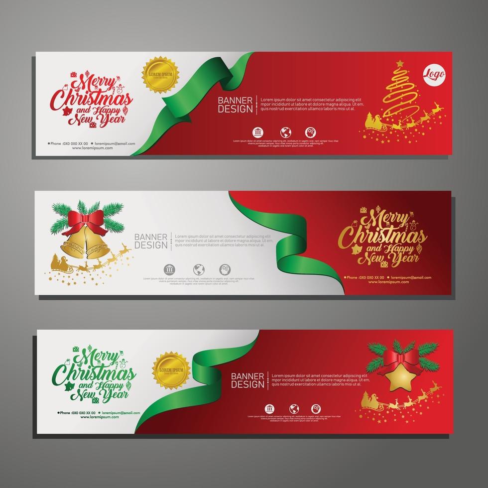 Set template design Merry Christmas horizontal banner vector
