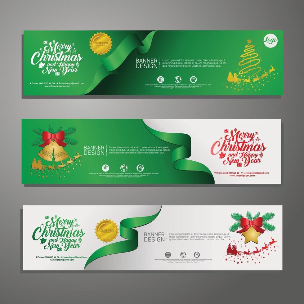 Set template design Merry Christmas horizontal banner vector