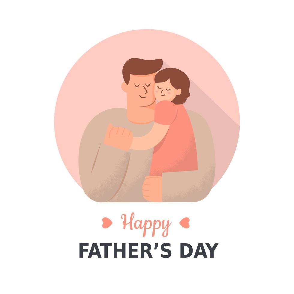 Happy father day in flat design, father hugging his lovely daughter vector