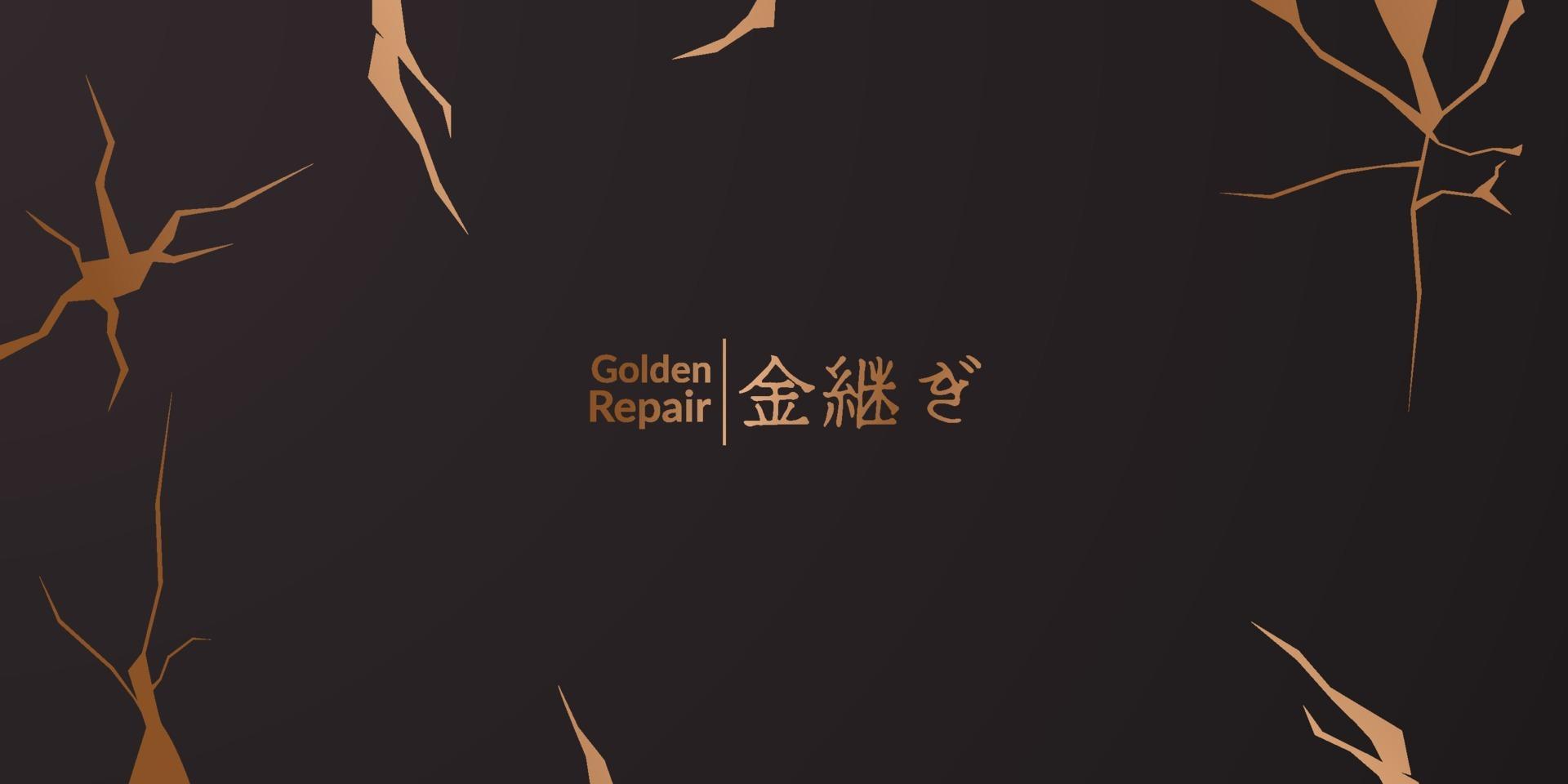kintsugi golden crack restoration background texture banner vector