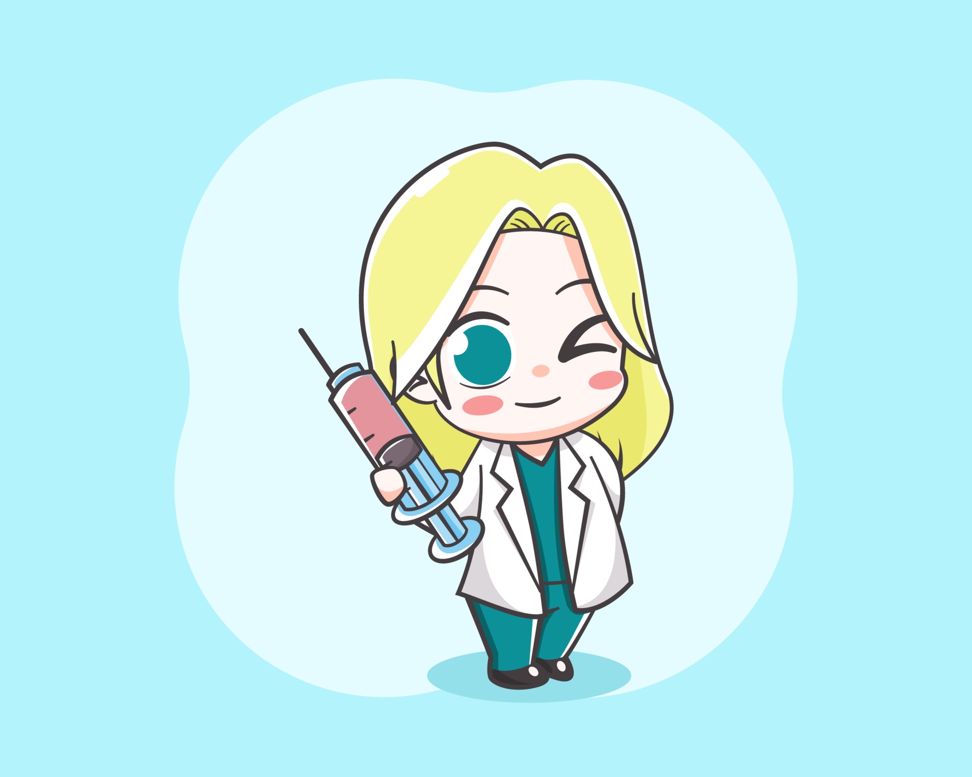 cute doctor girl holding an injection cartoon illustration 3371479 Vector  Art at Vecteezy