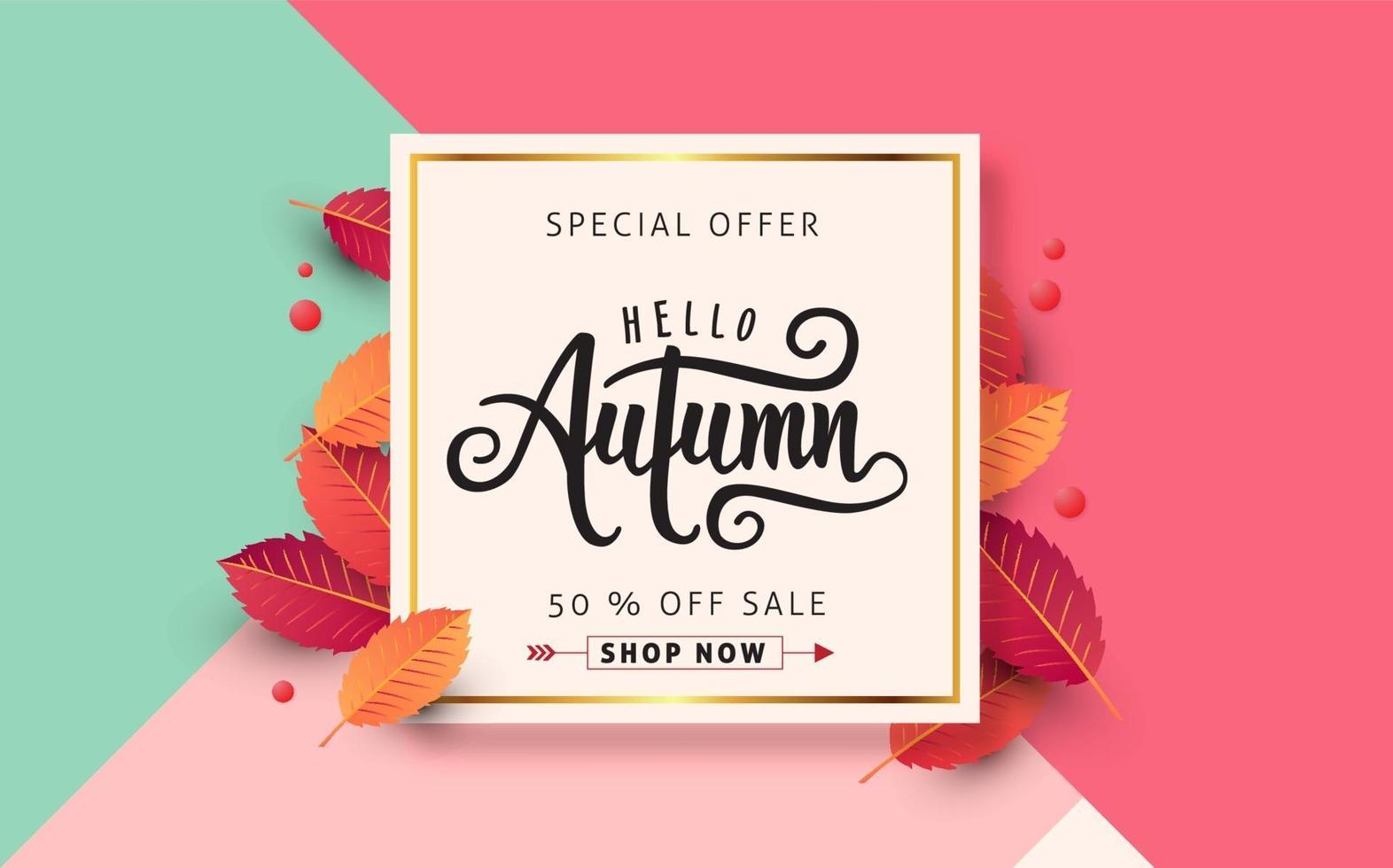 Autumn sale poster banner template vector