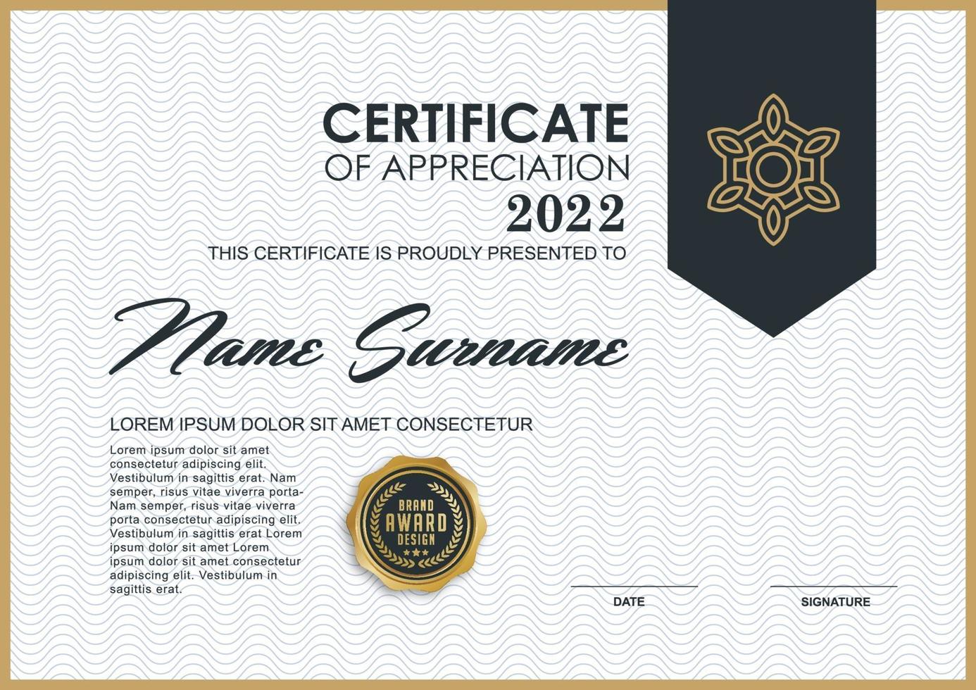 Certificate of appreciation template vector