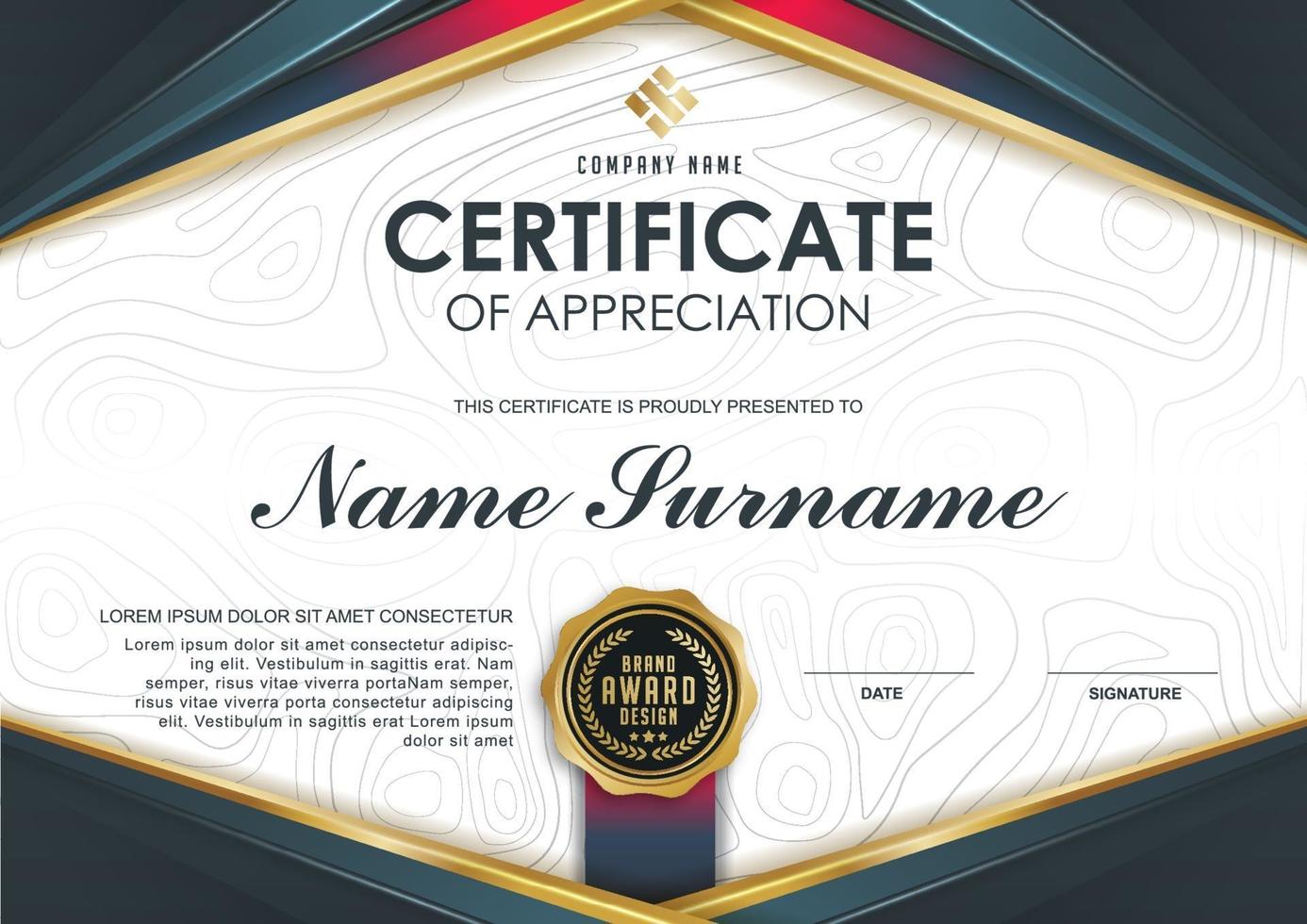 Certificate of appreciation template vector