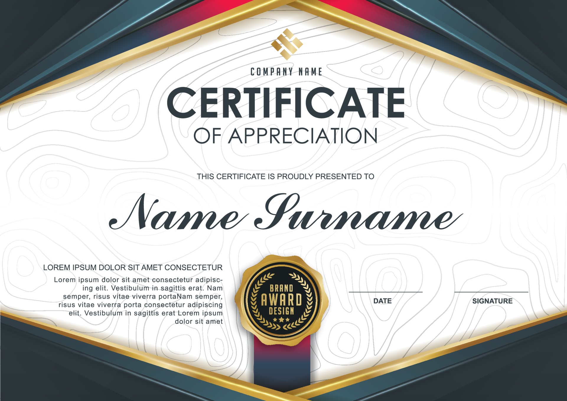 Certificate of appreciation template 22 Vector Art at Vecteezy In Certificate Of Appreciation Template Doc