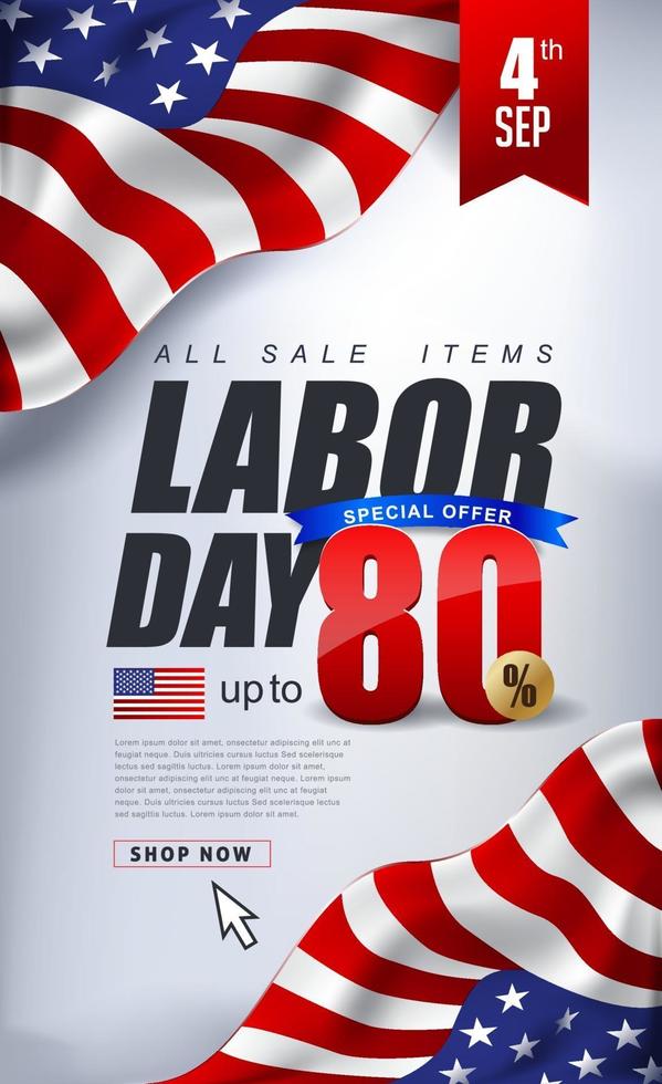 Labor day sale banner poster template vector