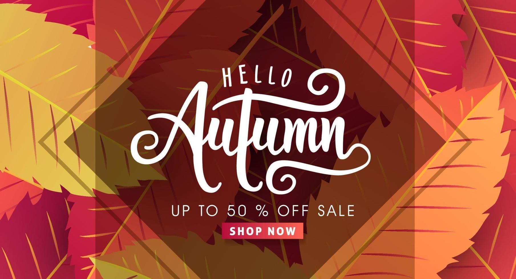 Autumn sale poster banner template vector