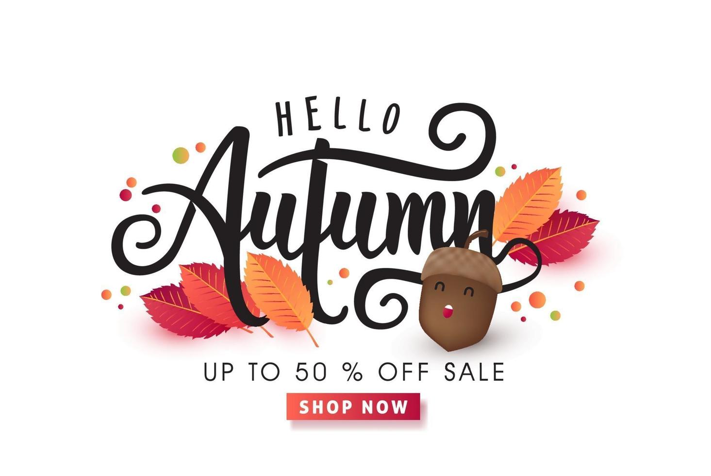 Autumn sale poster banner template vector