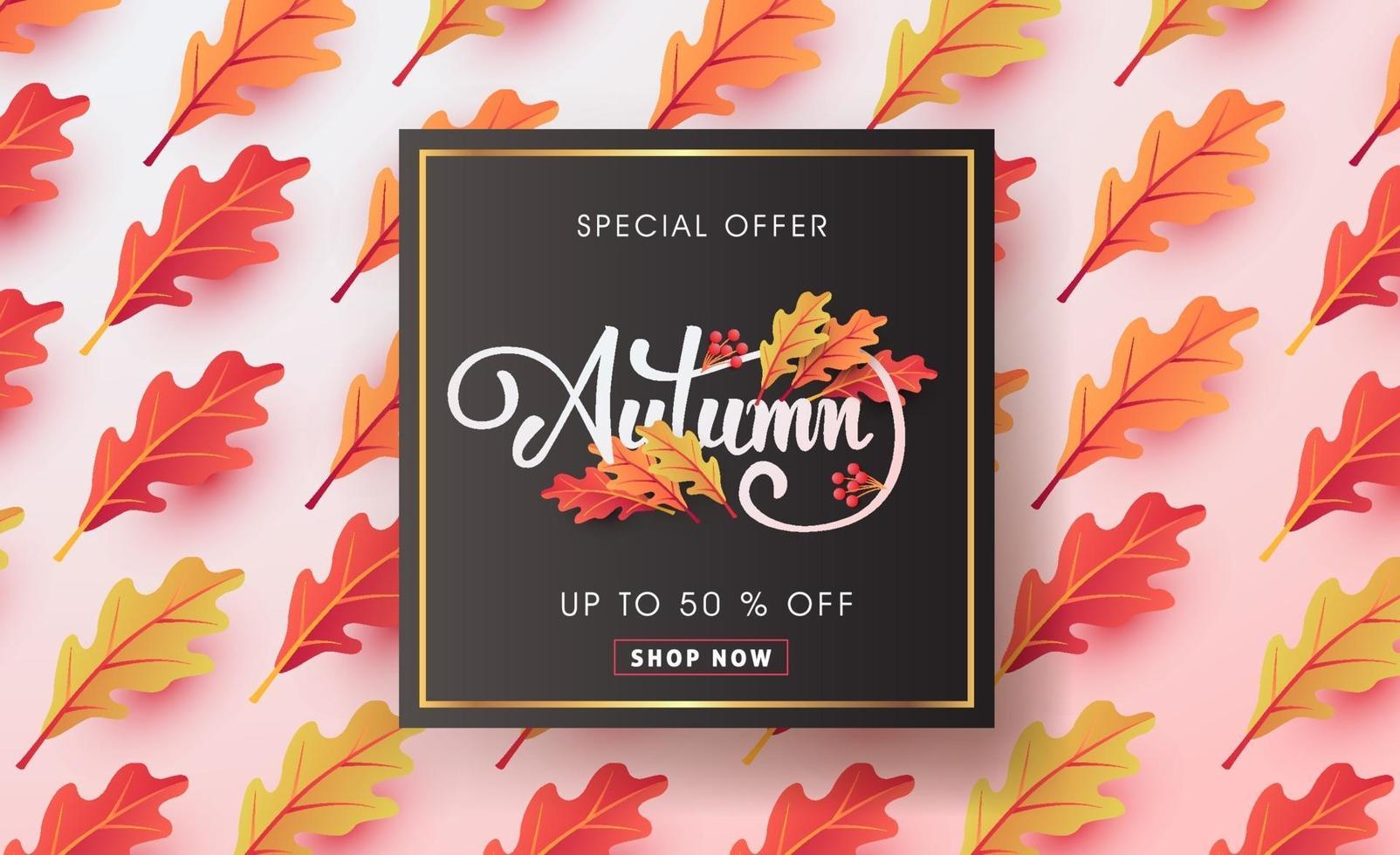 Autumn sale poster banner template vector