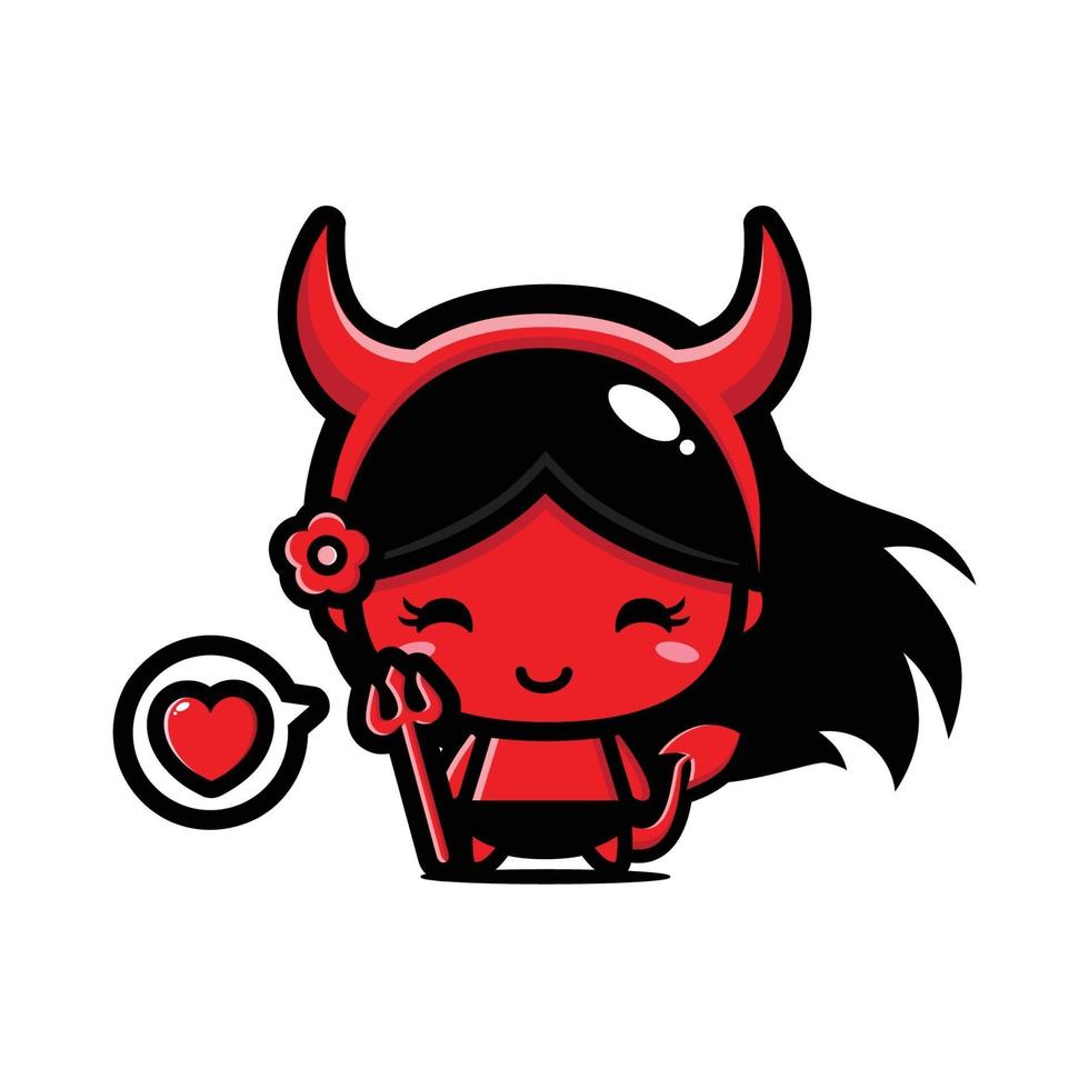 diseño lindo del vector de la muchacha del diablo