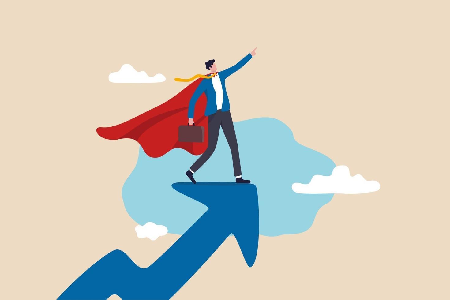Success leader, business professional with super power, company hero vector