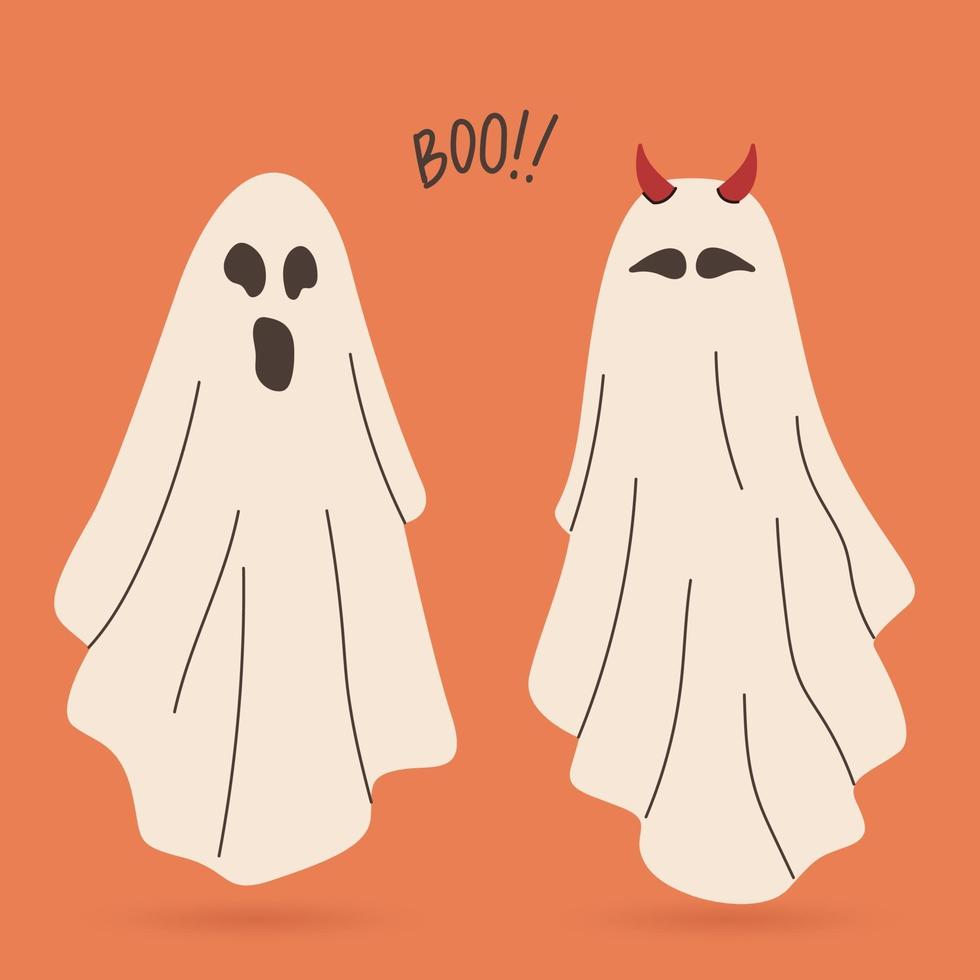 Flying Phantoms halloween scary ghostly monsters cartoon characters vector