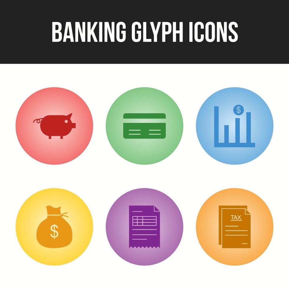 Unique Glyph vecor icon set of Banking icons vector