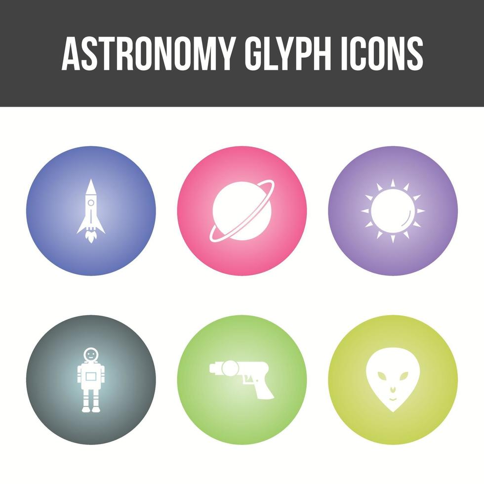 Unique Astronomy Glyph Vector Icon Set