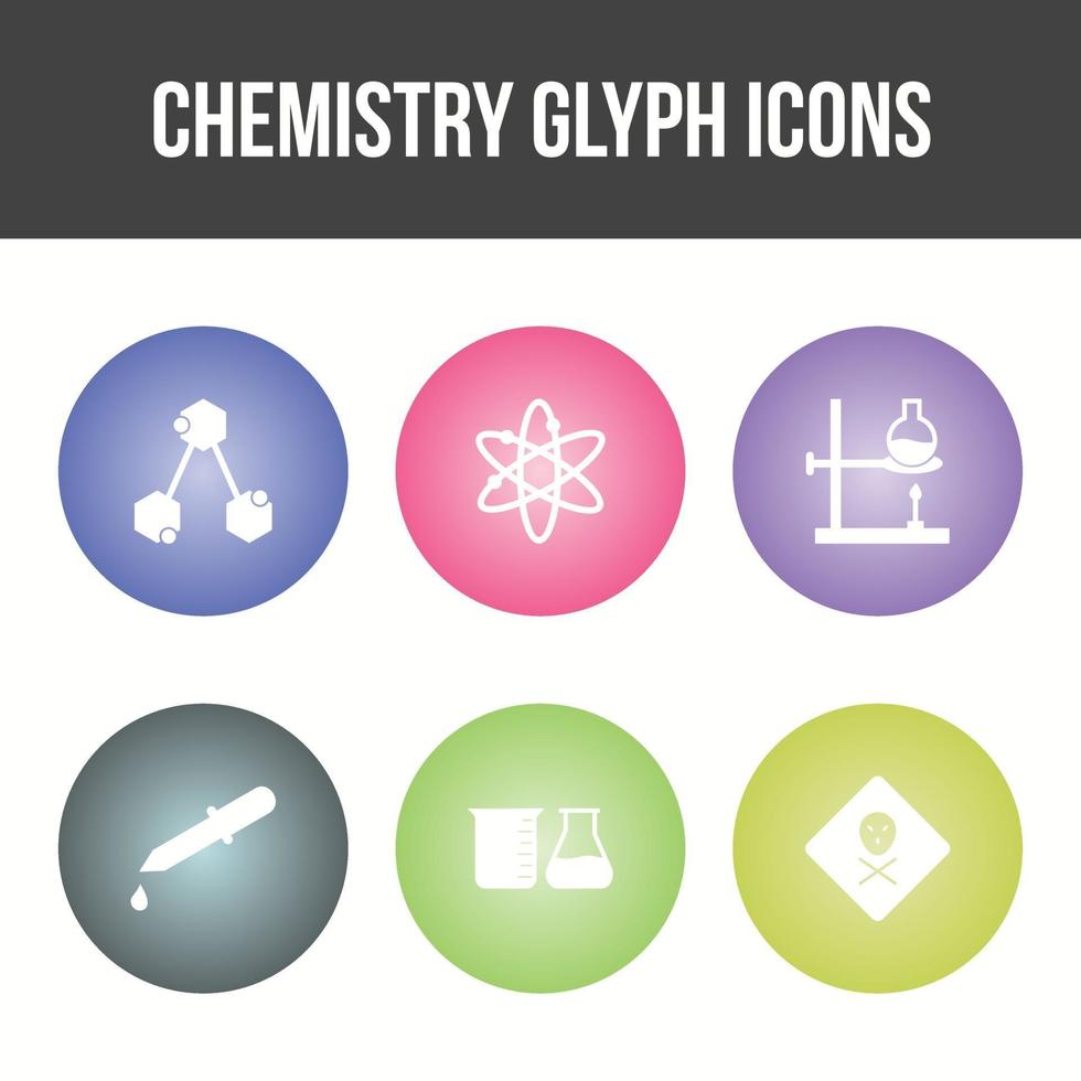 conjunto de iconos de vector de glifo de química única