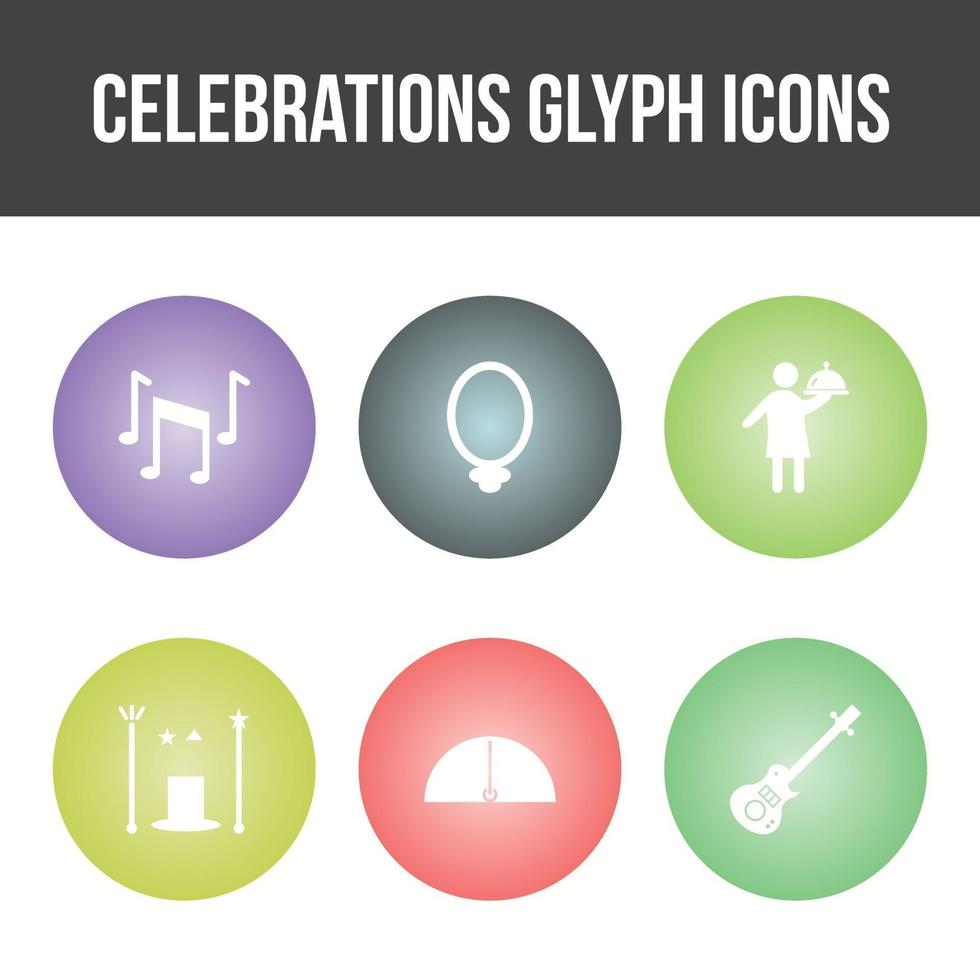 Unique Celebration Glyph Vector Icon Set