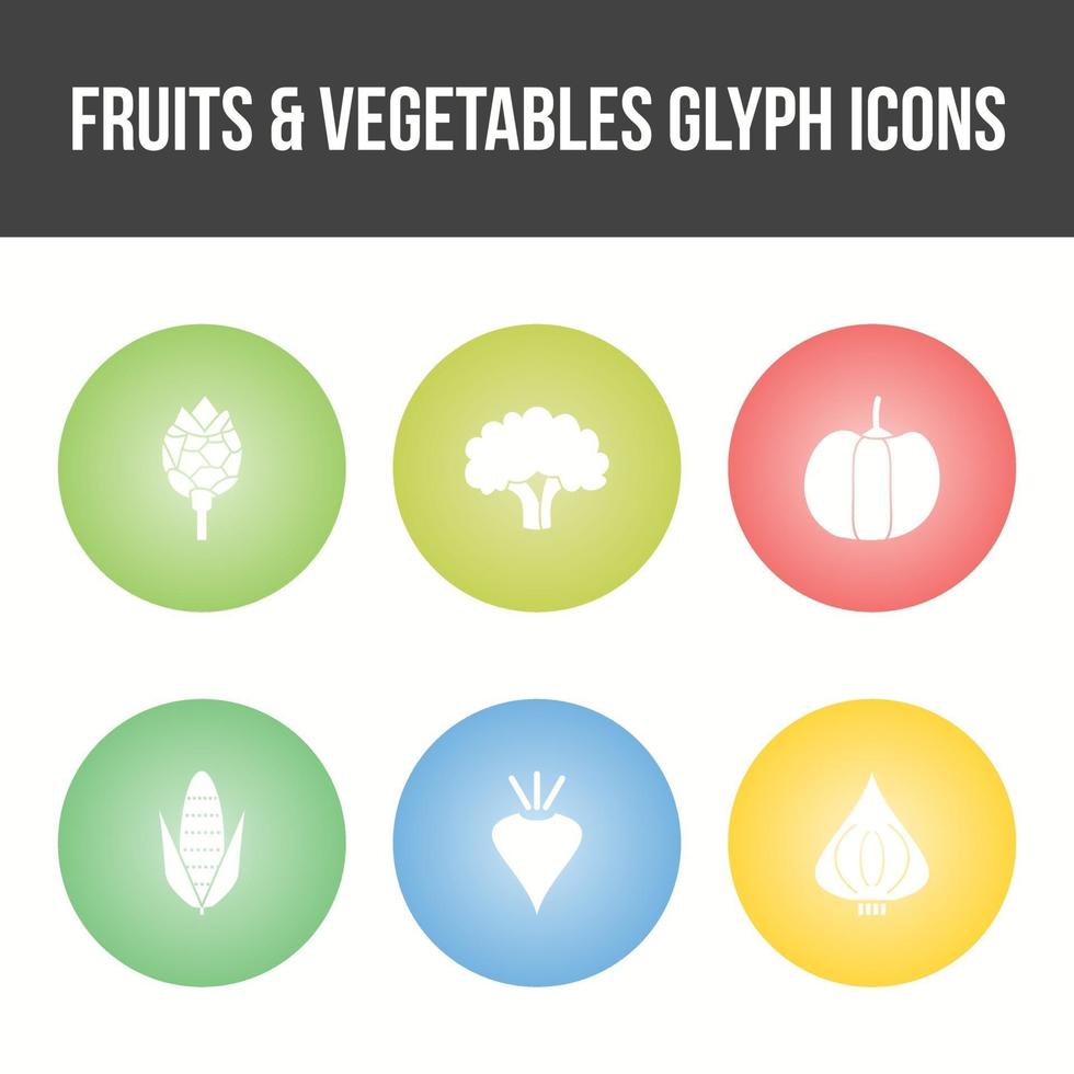 Unique Fruits and Vegetable Vector Icon Set