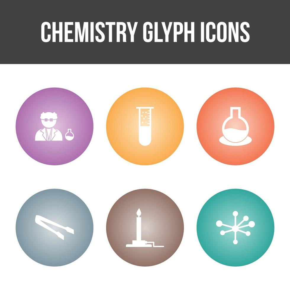 conjunto de iconos de vector de glifo de química única