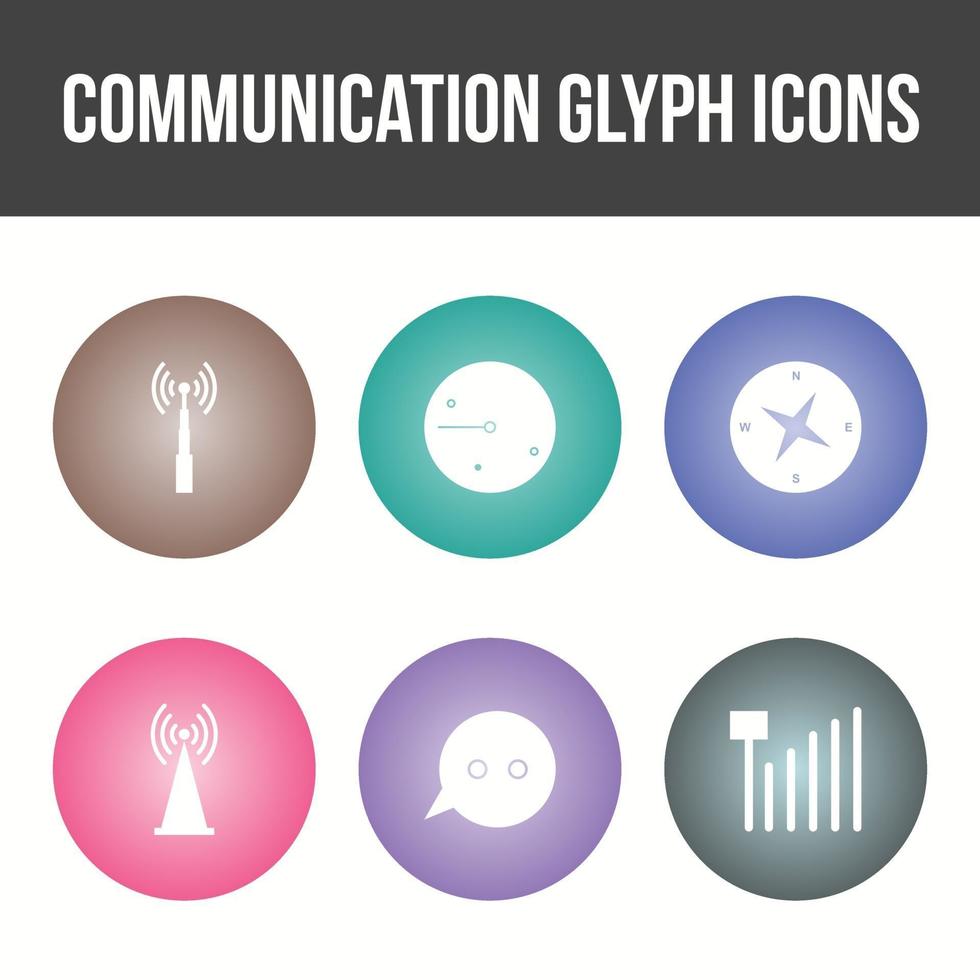 Conjunto de iconos de vector de glifo de comunicación única