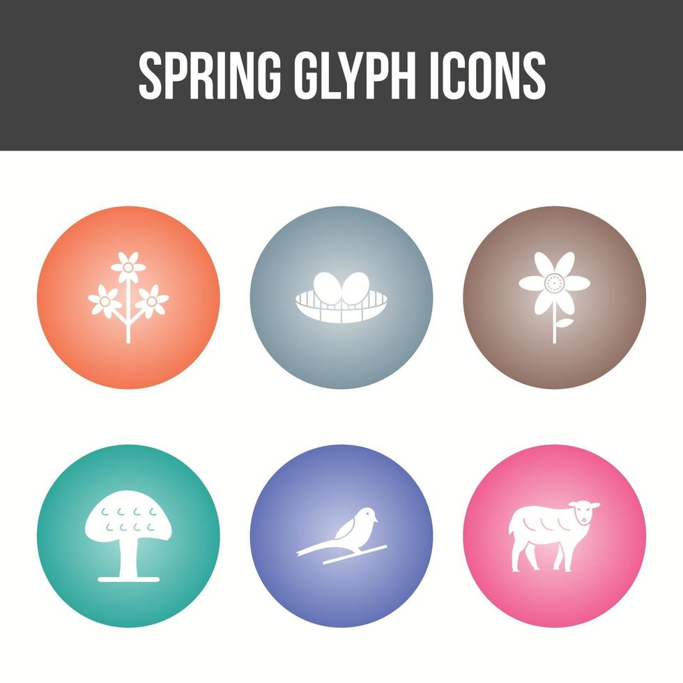 conjunto de iconos de vector de glifo de primavera