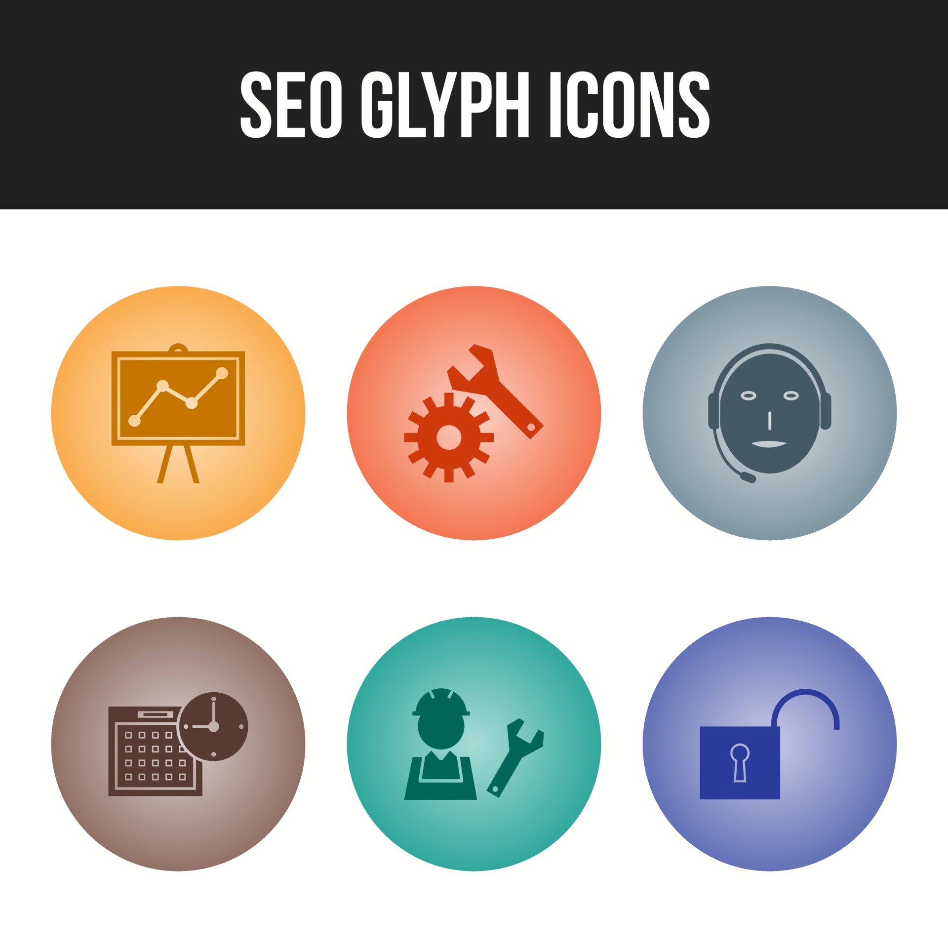 6 Unique vector icons in one set 3371773 Vector Art at Vecteezy