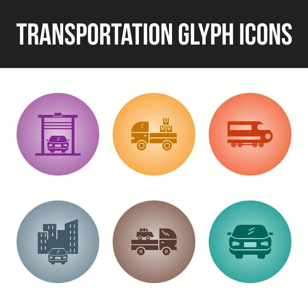 conjunto de iconos de icono de glifo de transporte único vector