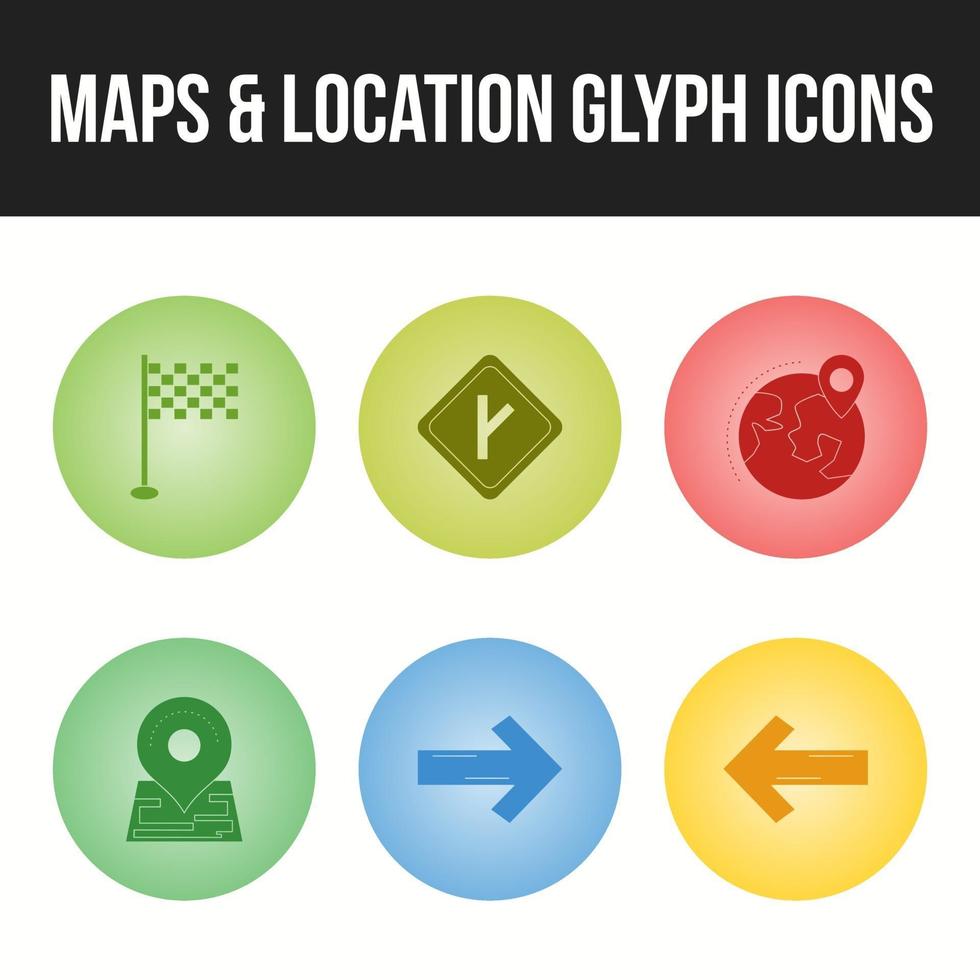 Set of beautiful maps and location glyph icons vector