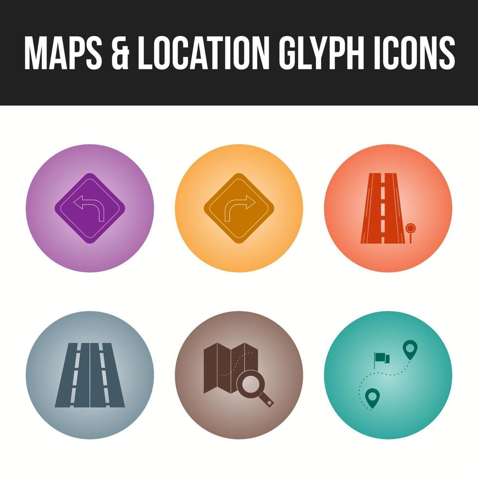 Beautiful maps and location unique glyph icon set vector