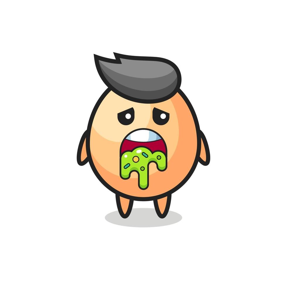 the cute egg character with puke vector