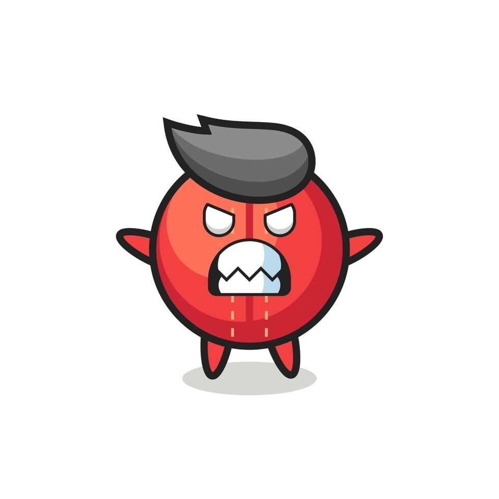 wrathful expression of the cricket ball mascot character vector