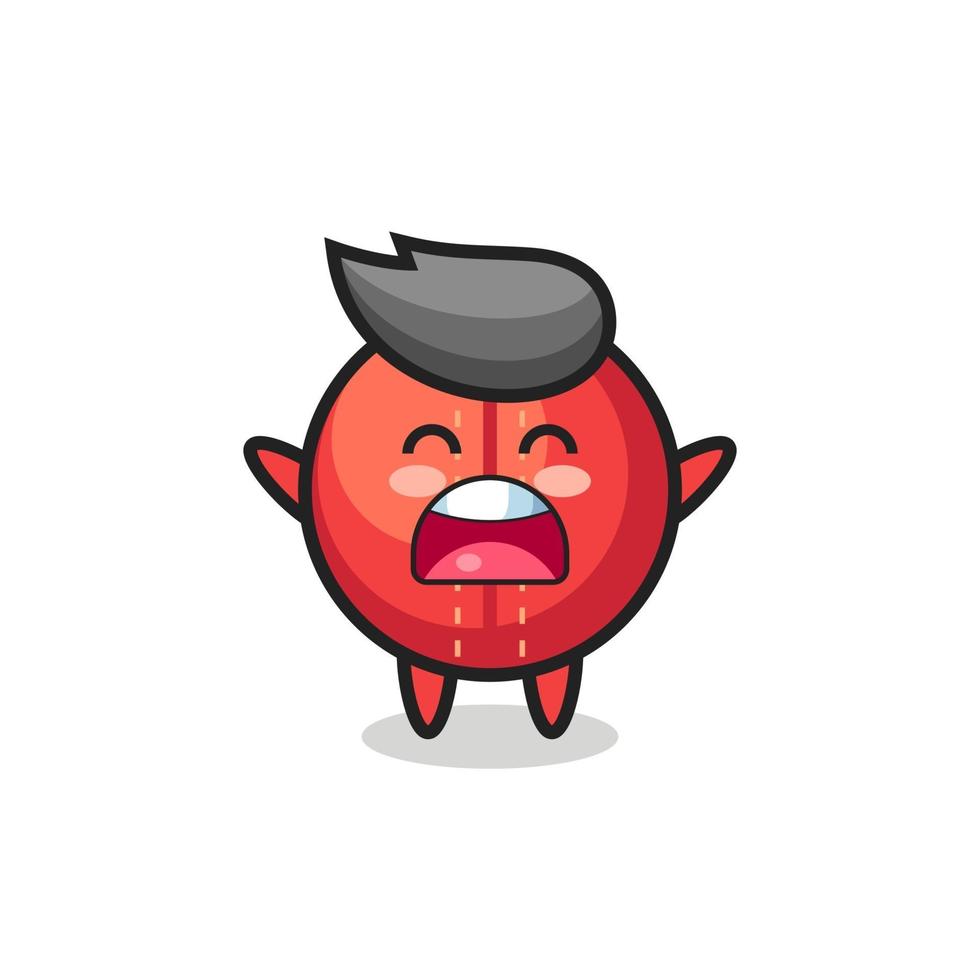 cute cricket ball mascot with a yawn expression vector