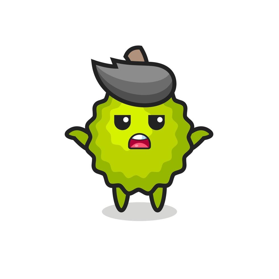 durian mascot character saying I do not know vector
