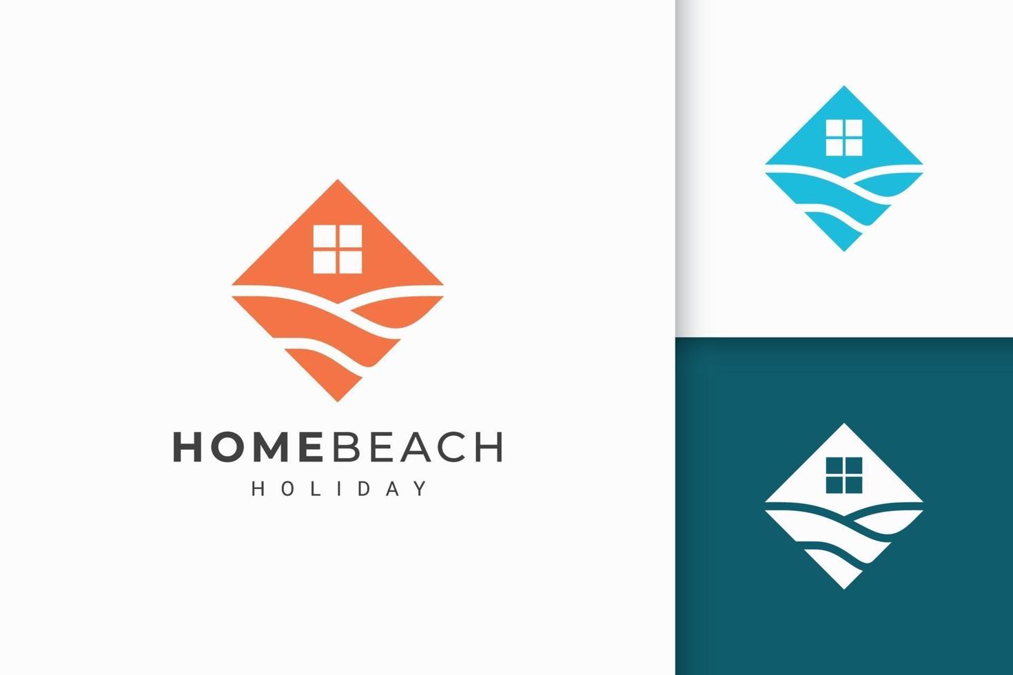 Beach hotel or resort logo in abstract flat shape vector