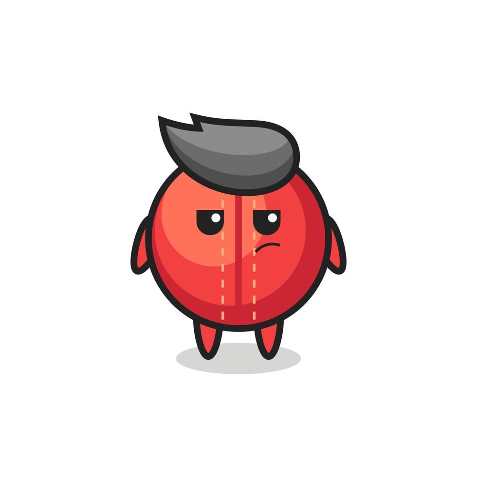 cute cricket ball character with suspicious expression vector