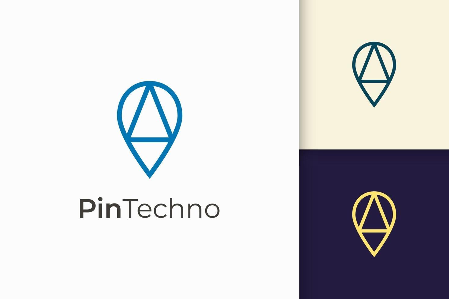 Pin logo or marker in simple line and modern represent map or position vector