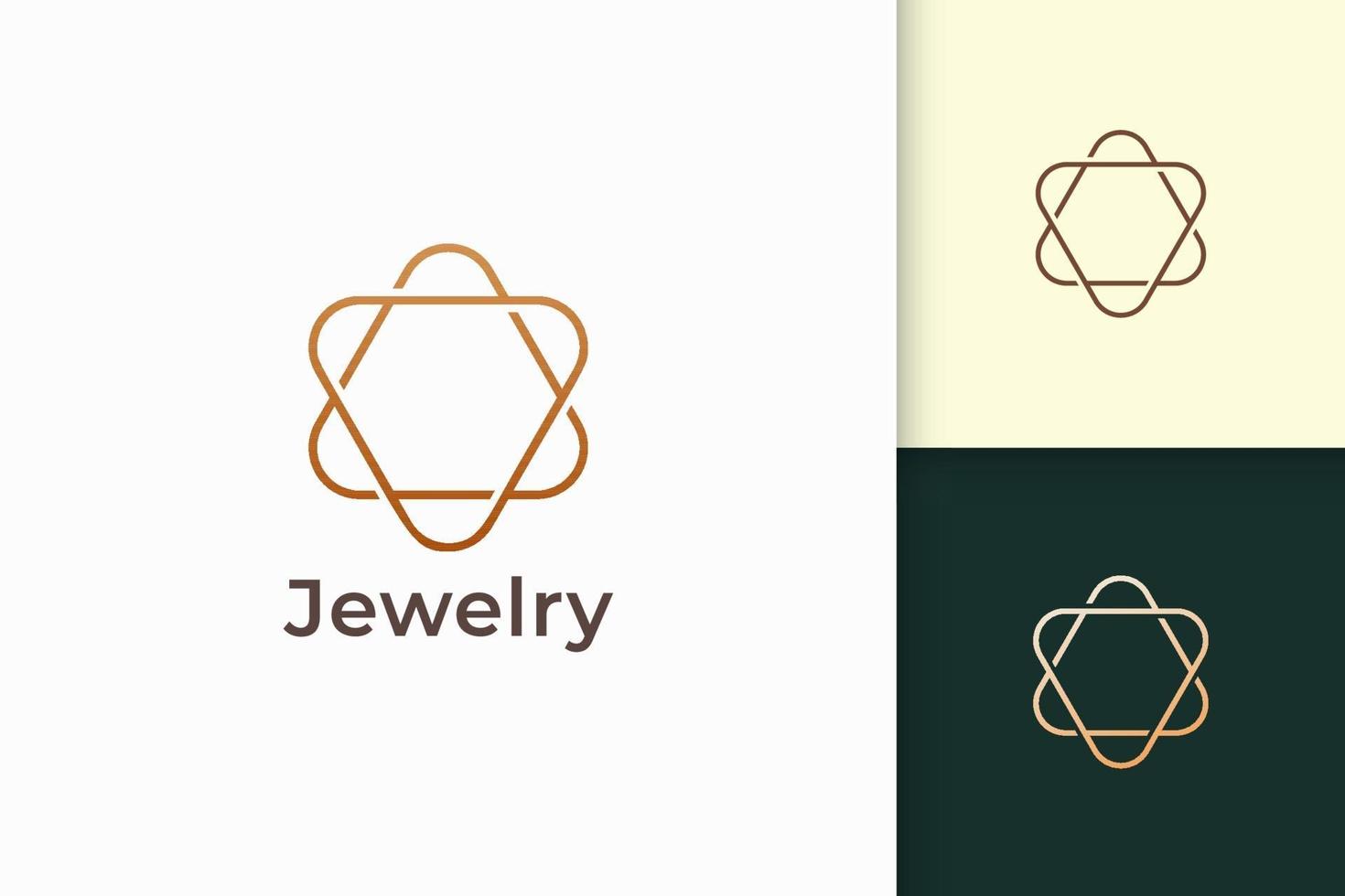 Luxury gold jewel logo in line shape represent expansive and precious vector