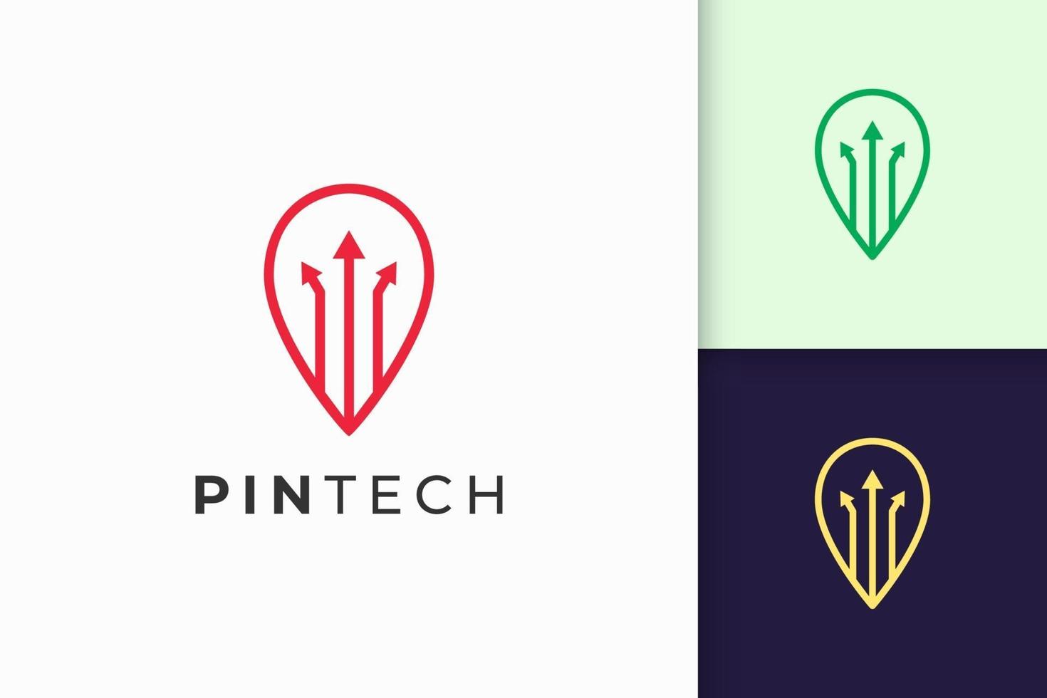 Pin logo or marker in simple line and modern represent map or position vector