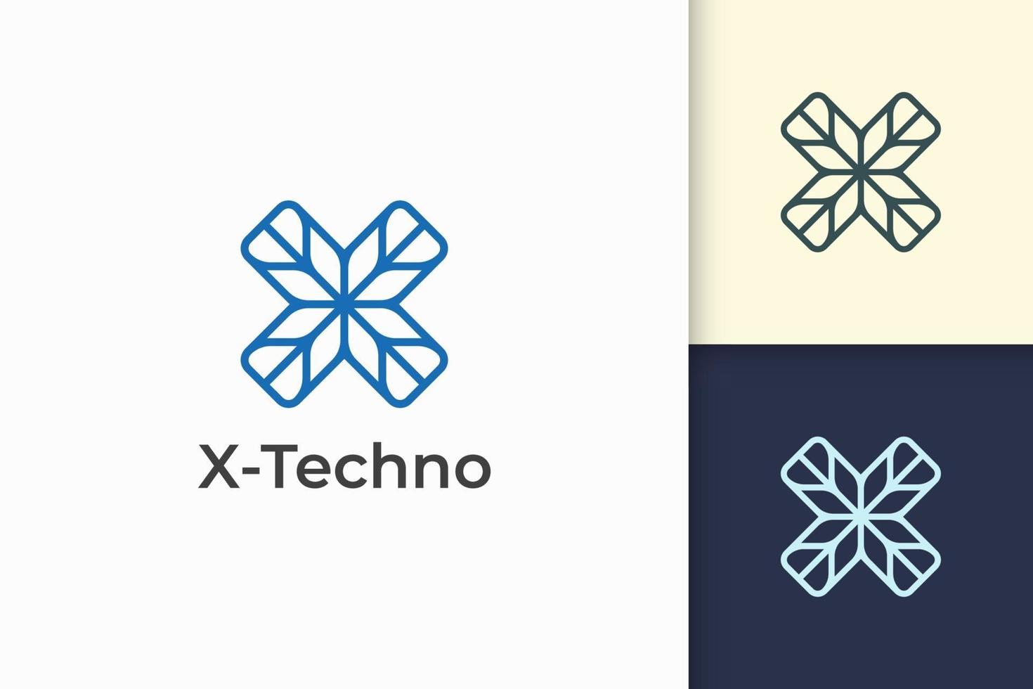 Modern letter X logo for technology company vector