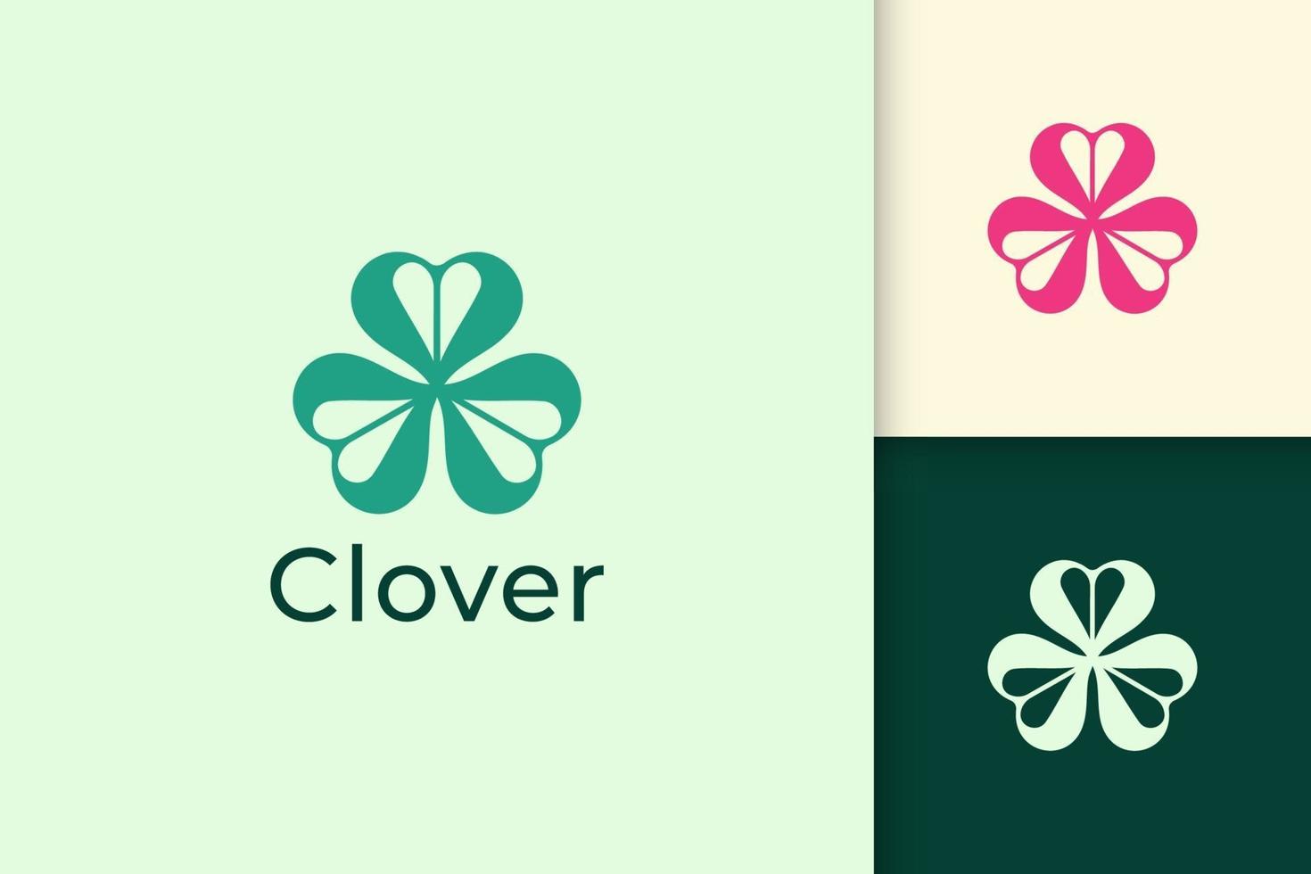 Clover logo with simple love shape represent lucky vector