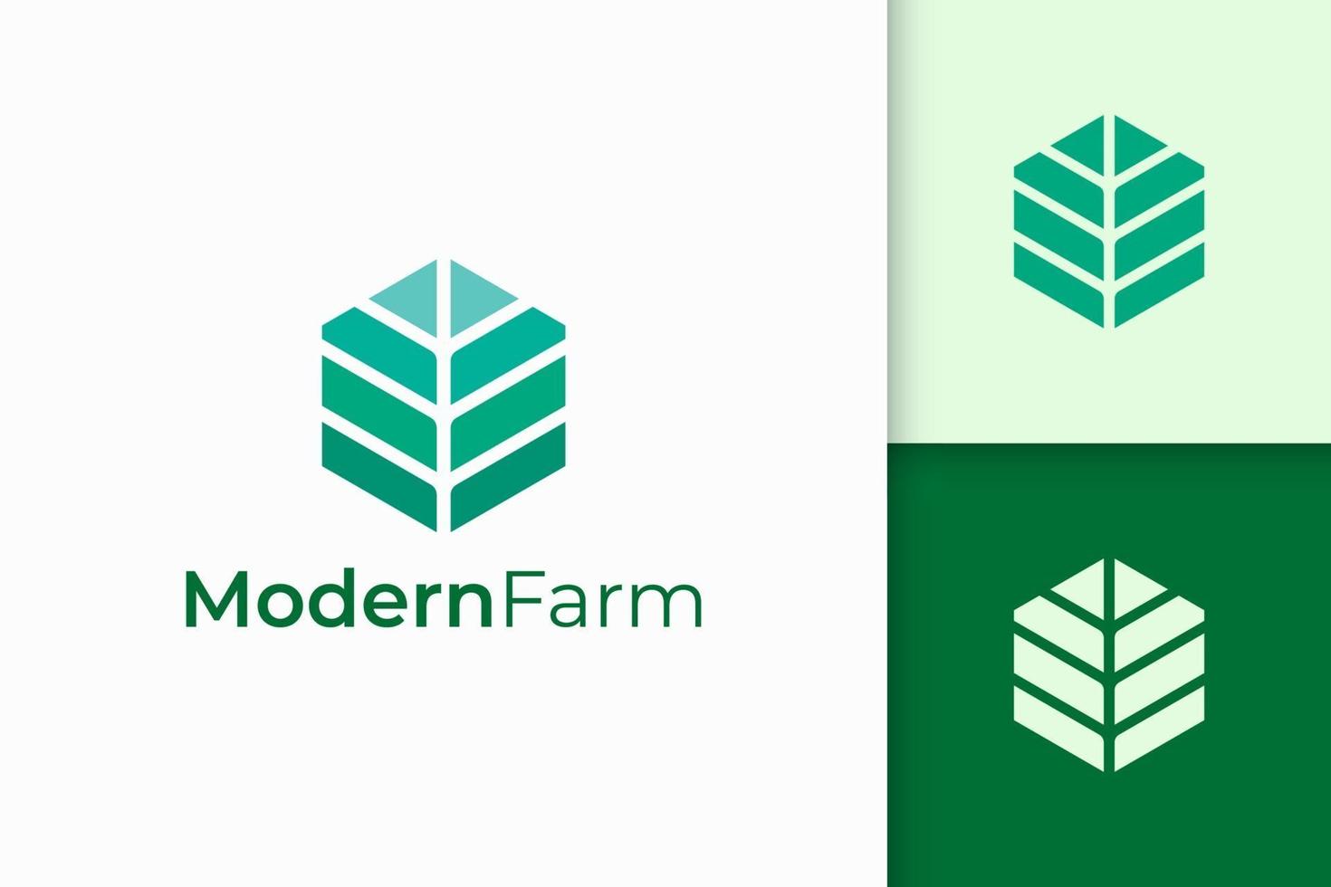 Logotipo moderno de agricultura o agricultura en forma de geometría abstracta vector