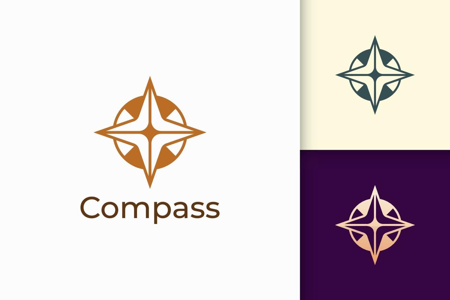 Compass logo in modern shape represent adventure and survival vector