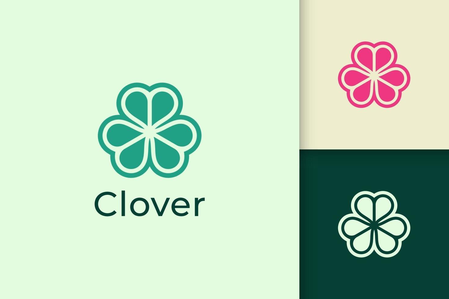 Clover leaf logo in abstract with green color represent lucky or herb vector