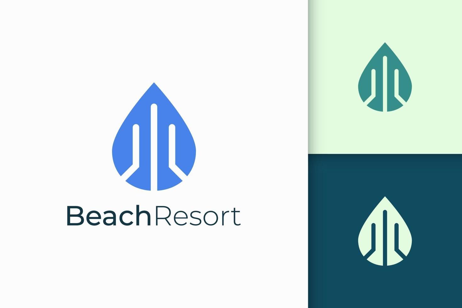 Apartamento frente al mar o logotipo de la propiedad de forma moderna vector