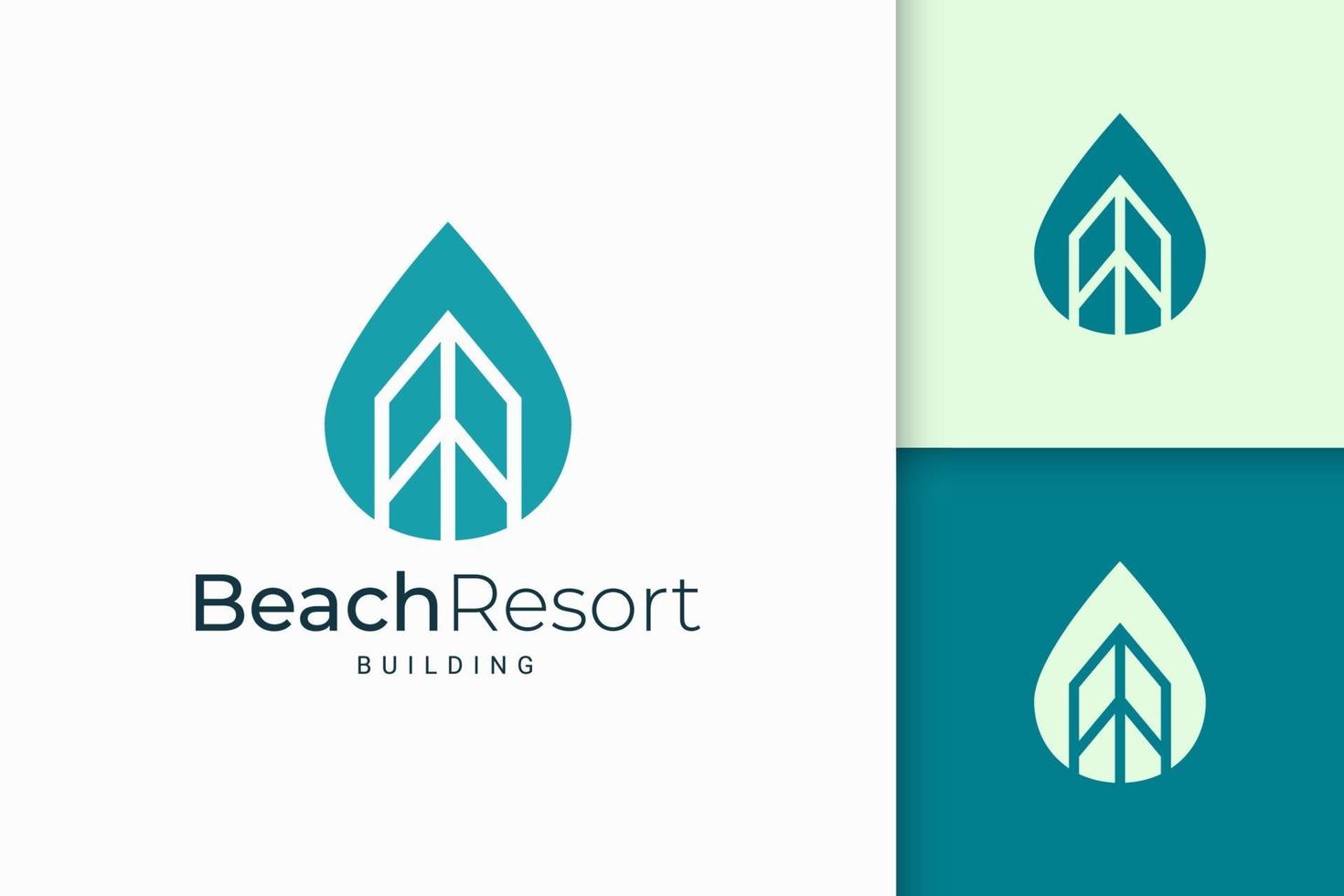 Apartamento frente al mar o logotipo de la propiedad de forma moderna vector