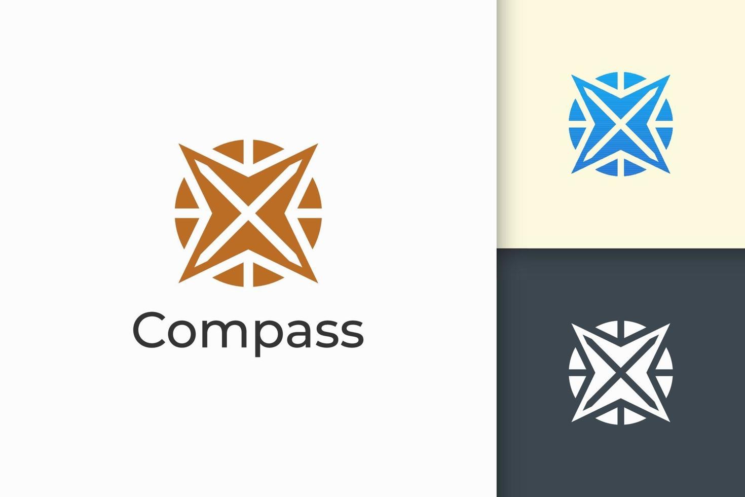 Compass logo in modern and abstract shape for tech company vector
