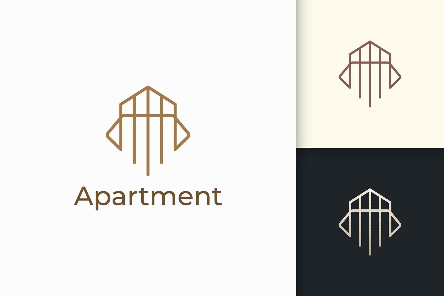 Logotipo de apartamento o propiedad en línea simple para negocios inmobiliarios. vector