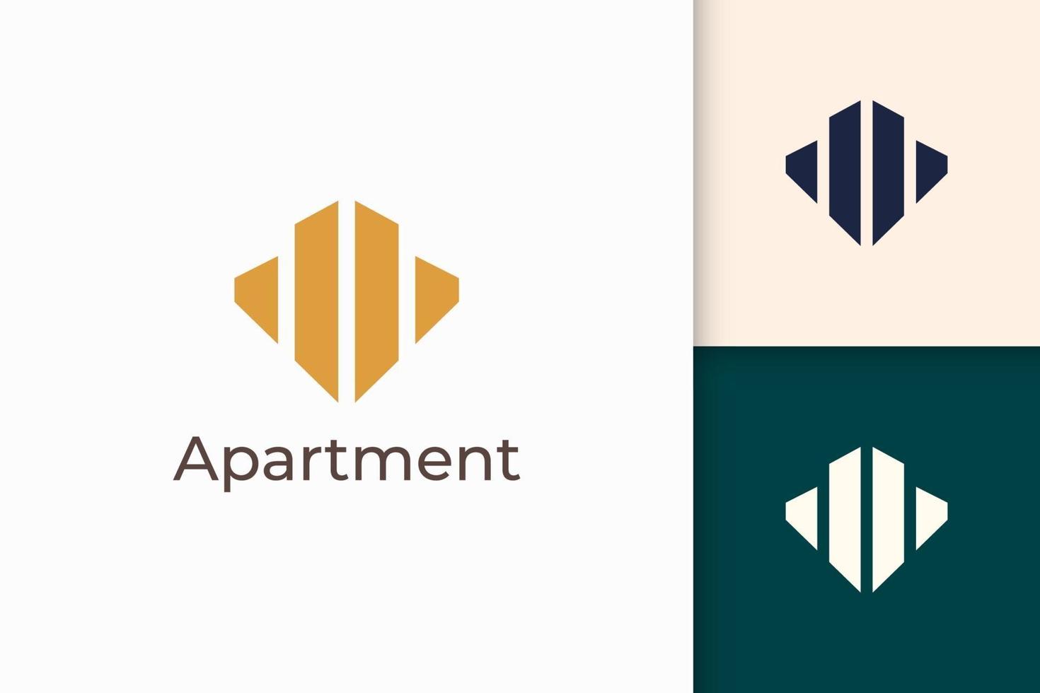 Logotipo de apartamento o edificio en forma abstracta para negocios inmobiliarios vector