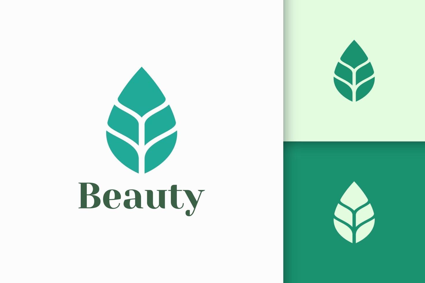 Beauty or health logo in simple leaf shape represent nature vector