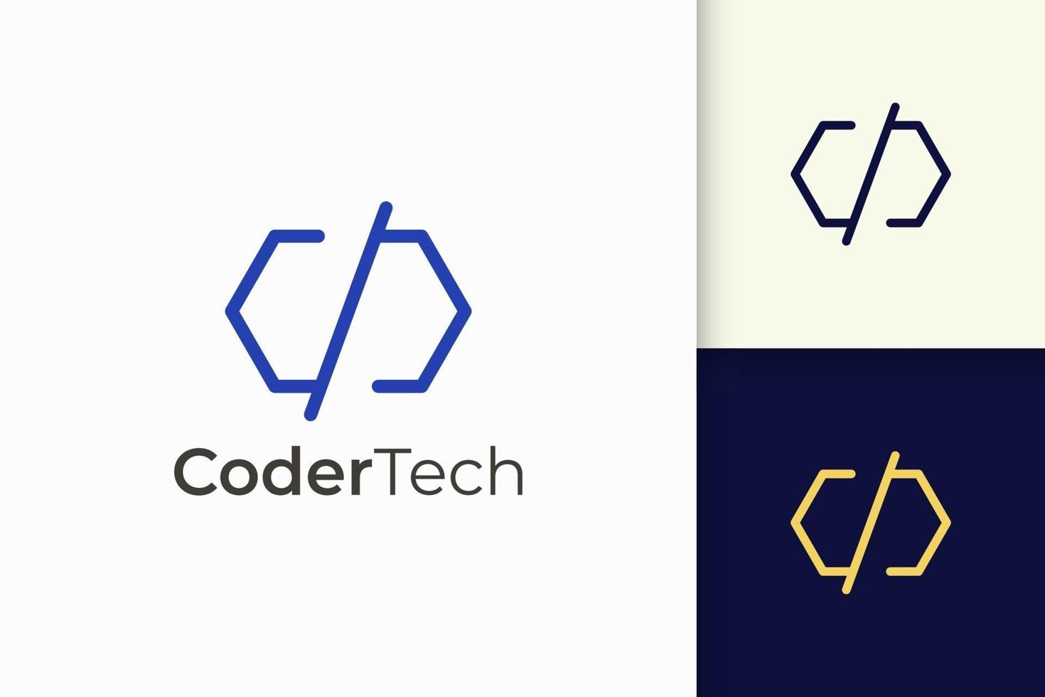 Logotipo de programador o desarrollador en simple y moderno para empresa de tecnología. vector